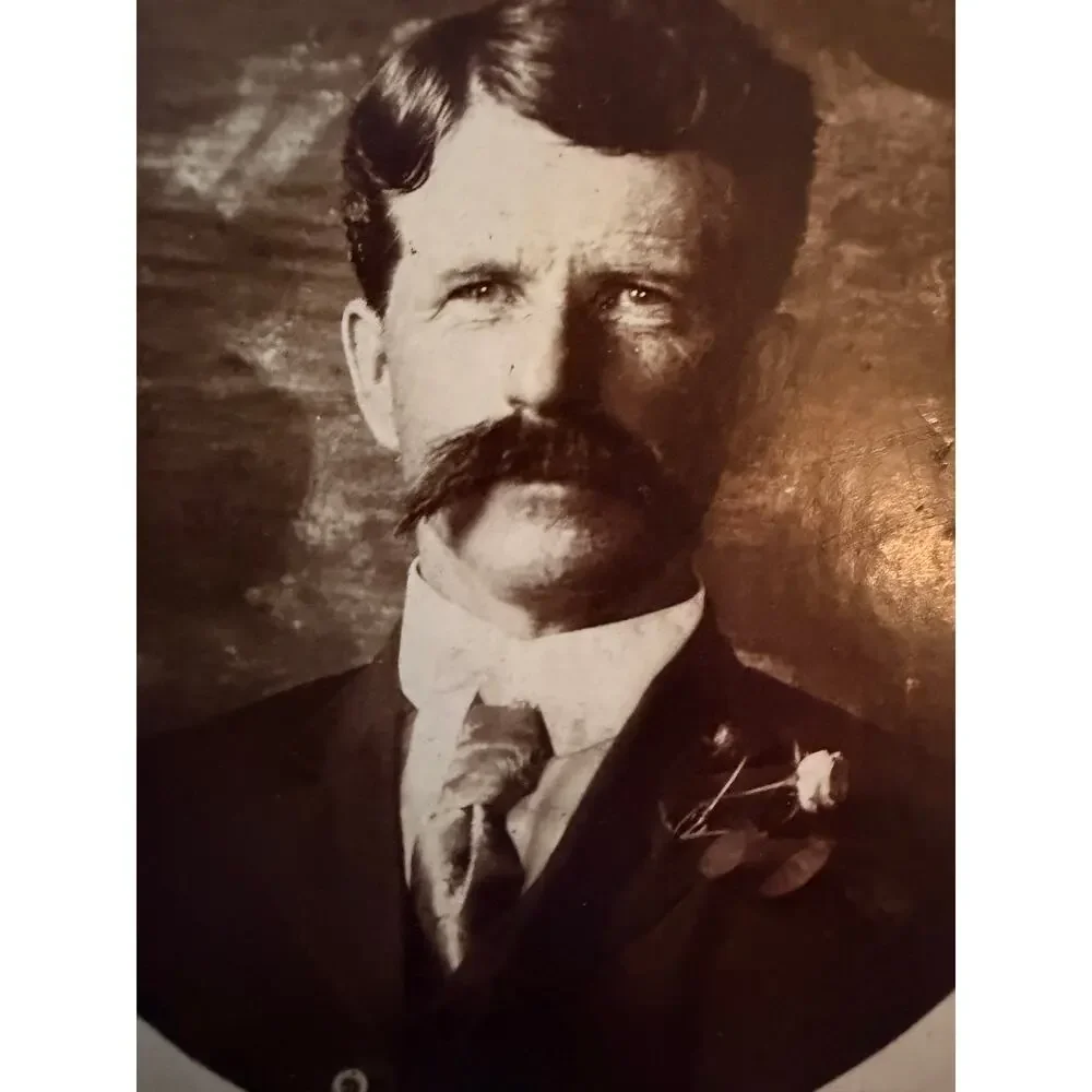 Antique Victorian Cabinet Card Photograph Mustached Gentleman Portrait Sepia